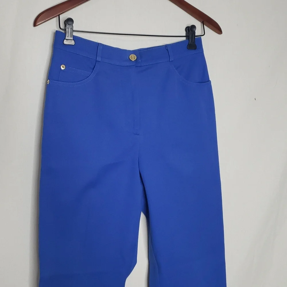 Vintage St. John Sport Womens Straigt Leg Pants Size 2 Blue Old Money 80s Career - Picture 4 of 15